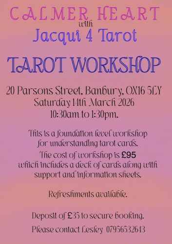 Come along for a Tarot reading - Calmer Heart Banbury - 19th June 2024